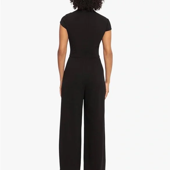 Maggy London Cap Sleeve Asymmetrical Black Jumpsuit - Picture 4 of 7